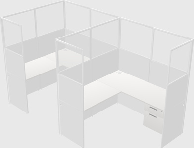 Shared l-shaped cubicle