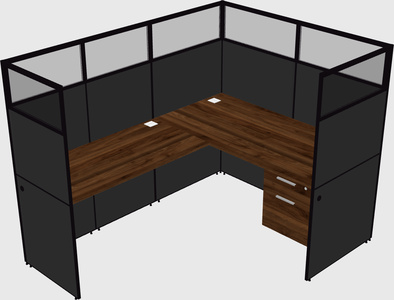 Shared l-shaped cubicle