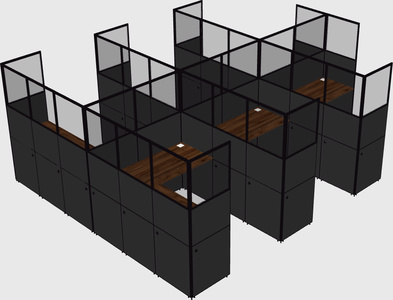 Shared l-shaped cubicle