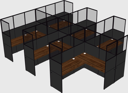 Shared l-shaped cubicle