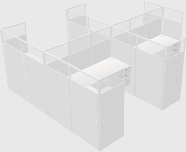 Shared l-shaped cubicle