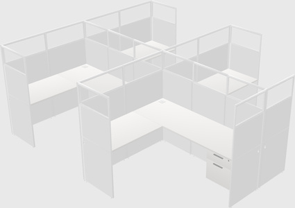 Shared l-shaped cubicle