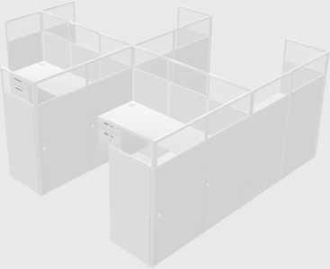 Shared l-shaped cubicle