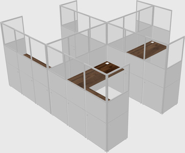 Shared l-shaped cubicle