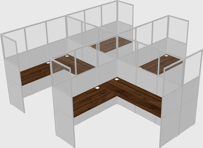 Shared l-shaped cubicle