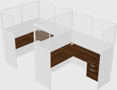 Shared l-shaped cubicle