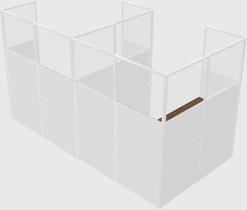 Shared l-shaped cubicle