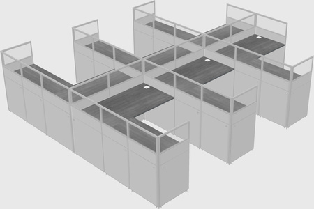 Shared l-shaped cubicle