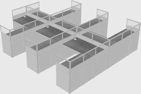 Shared l-shaped cubicle