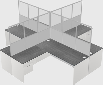 Shared l-shaped cubicles