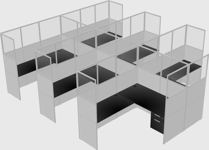 Shared l-shaped cubicle