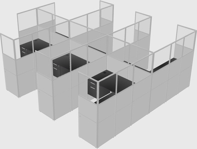 Shared l-shaped cubicle