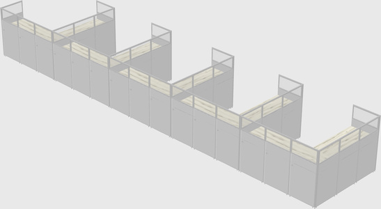 Shared l-shaped cubicle