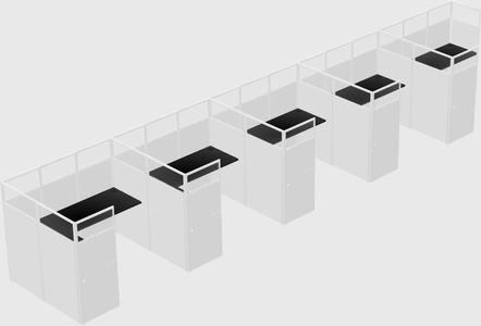 Shared l-shaped cubicle