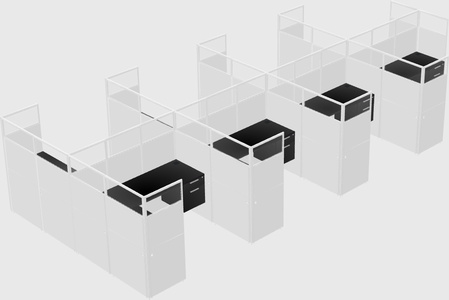 Shared l-shaped cubicle