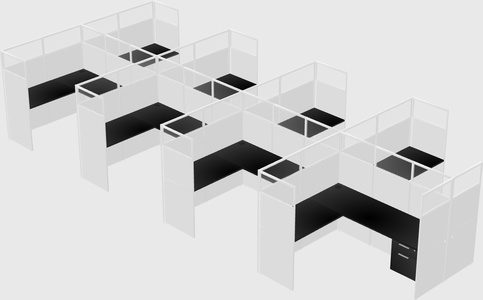 Shared l-shaped cubicle