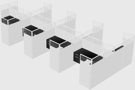 Shared l-shaped cubicle