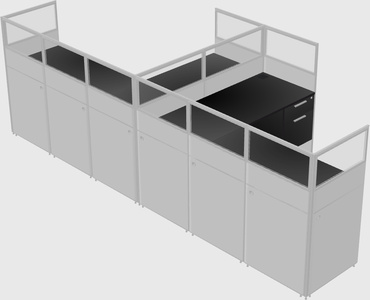 Shared l-shaped cubicle