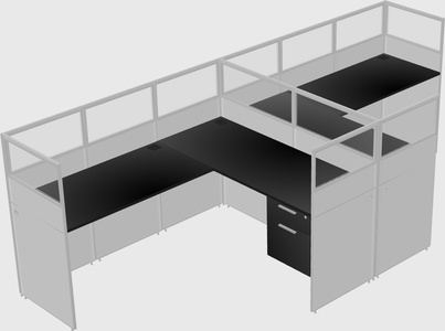 Shared l-shaped cubicle