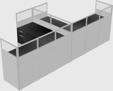 Shared l-shaped cubicle