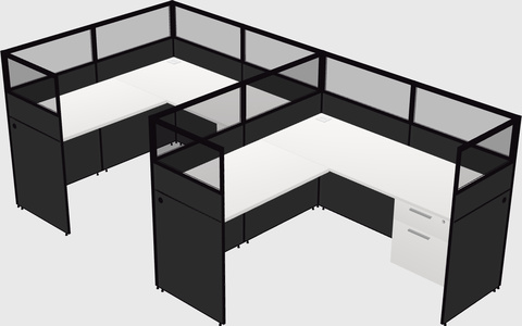 Shared l-shaped cubicle