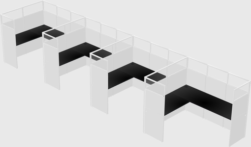 Shared l-shaped cubicle