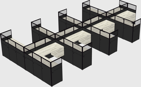 Shared l-shaped cubicle