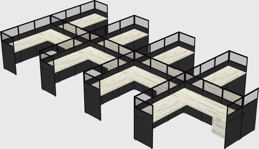 Shared l-shaped cubicle