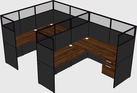 Shared l-shaped cubicle