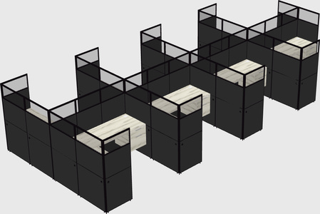 Shared l-shaped cubicle