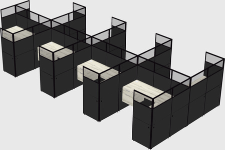Shared l-shaped cubicle