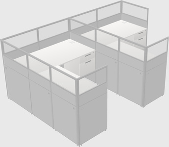 Shared l-shaped cubicle