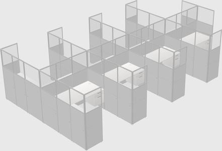 Shared l-shaped cubicle