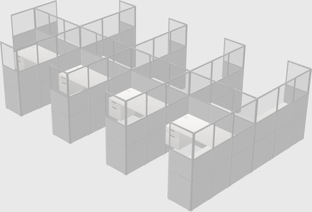 Shared l-shaped cubicle