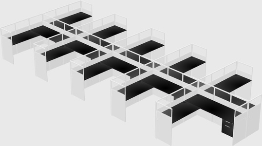 Shared l-shaped cubicle
