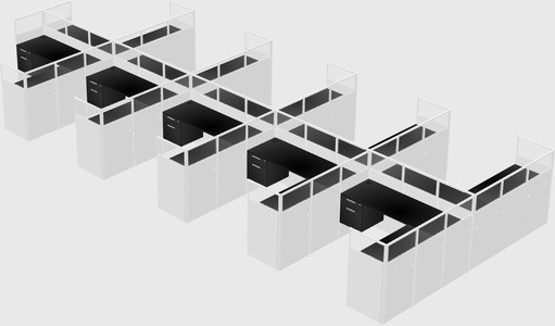 Shared l-shaped cubicle
