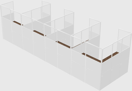 Shared l-shaped cubicle