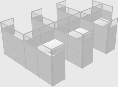 Shared l-shaped cubicle