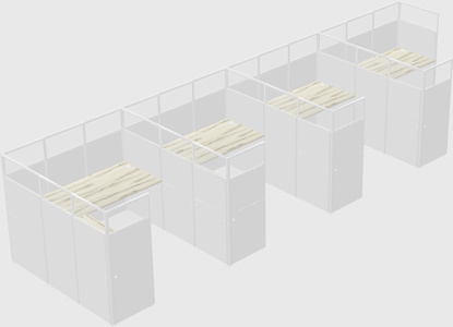 Shared l-shaped cubicle
