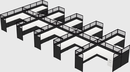 Shared l-shaped cubicle