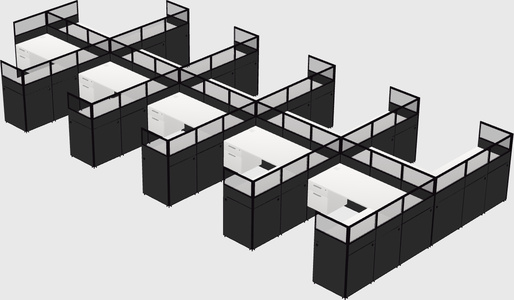 Shared l-shaped cubicle