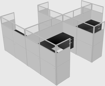 Shared l-shaped cubicle
