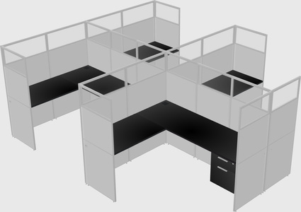 Shared l-shaped cubicle