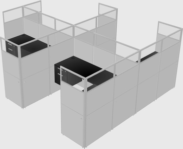 Shared l-shaped cubicle