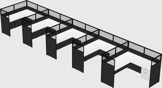 Shared l-shaped cubicle