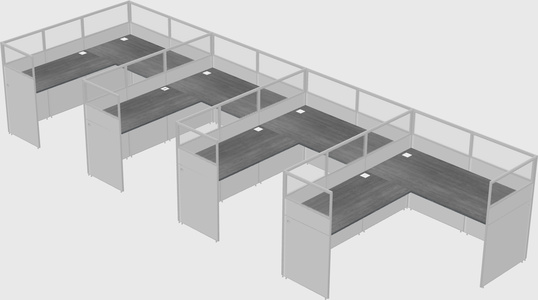 Shared l-shaped cubicle