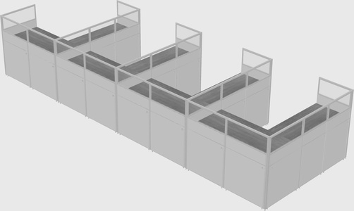 Shared l-shaped cubicle