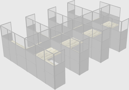 Shared l-shaped cubicle