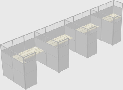 Shared l-shaped cubicle