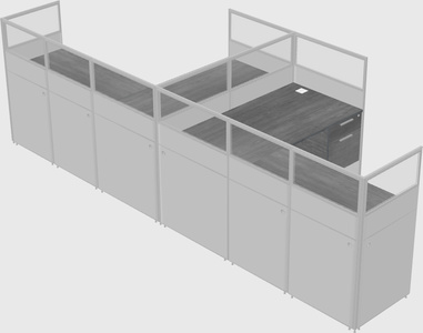 Shared l-shaped cubicle